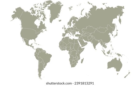 World map. Silhouette map. Color modern vector map.	