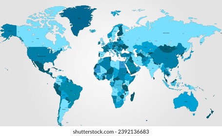 Mapa mundial. Mapa de silueta. Mapa vectorial moderno de color	
