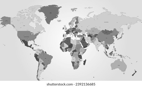 World map. Silhouette map. Color modern vector map	
