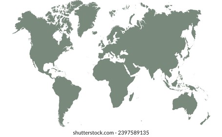 World map. Silhouette map. Color modern map.	
