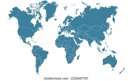 World map. Silhouette map. Color vector modern.	