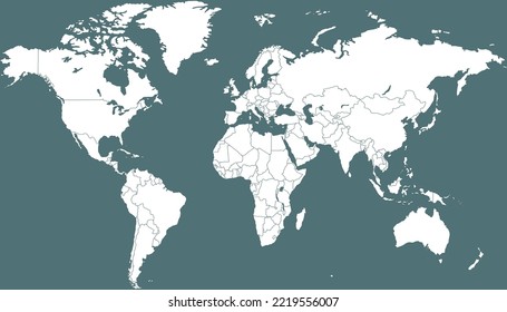 World map. Silhouette map. Color vector modern map.	