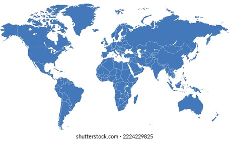 World map. Silhouette map. Color vector modern map.	