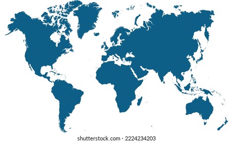 World map. Silhouette map. Color vector modern map.	