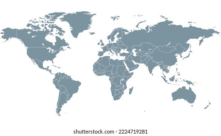 Mapa mundial. Mapa de silueta. Mapa moderno del vector de color.	