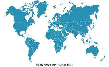 World map. Silhouette map. Color vector modern map.	