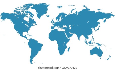 Mapa mundial. Mapa de silueta. Mapa moderno del vector de color.	