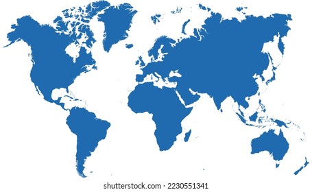 Mapa mundial. Mapa de silueta. Mapa moderno del vector de color.	