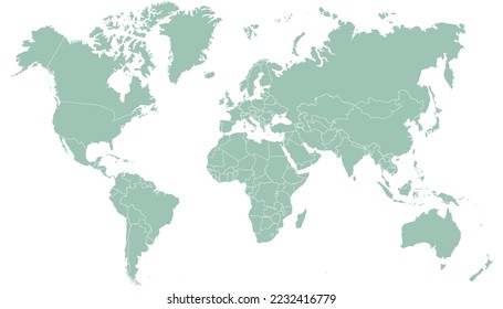 World map. Silhouette map. Color vector modern map.	
