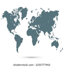 Mapa mundial. Mapa de silueta. Moderación del vector de color