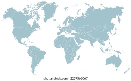 World map. Silhouette map. Color vector modern map.	
