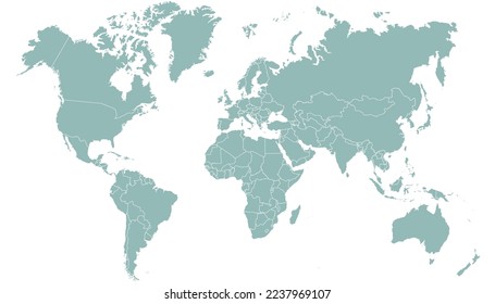 Mapa mundial. Mapa de silueta. Mapa moderno del vector de color	