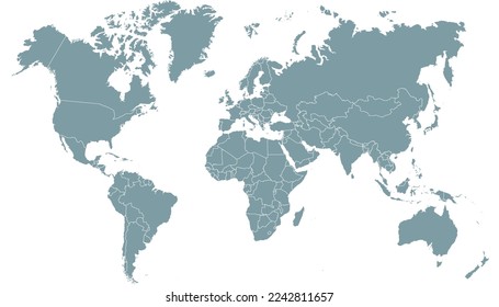 World map. Silhouette map. Color vector modern map	