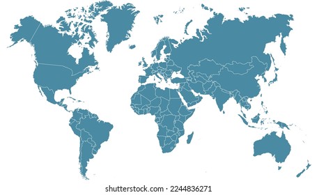 World map. Silhouette map. Color vector modern map	