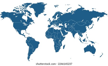 World map. Silhouette map. Color vector modern