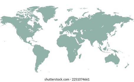 Mapa mundial. Mapa de silueta. Mapa moderno del vector de color	
