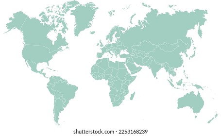 World map. Silhouette map. Color vector modern map	