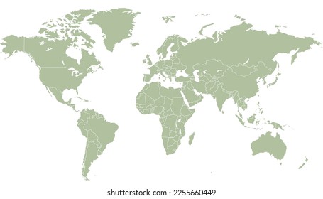 Mapa mundial. Mapa de silueta. Mapa moderno del vector de color	