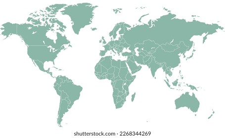 Mapa mundial. Mapa de silueta. Mapa moderno del vector de color	
