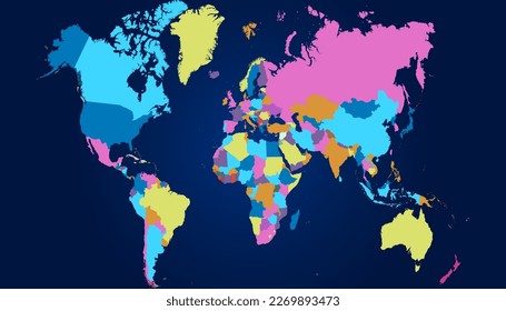 World map. Silhouette map. Color vector modern map	