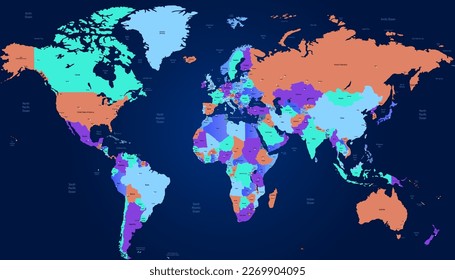 World map. Silhouette map. Color vector modern