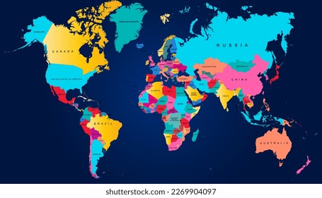 World map. Silhouette map. Color vector modern