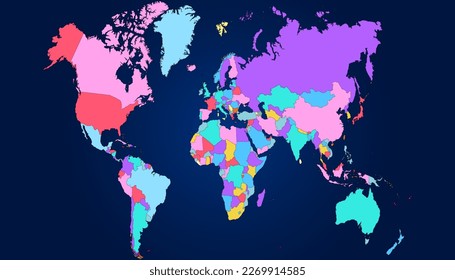 World map. Silhouette map. Color vector modern map.