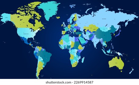 Mapa mundial. Mapa de silueta. Mapa moderno del vector de color.