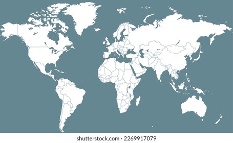 World map. Silhouette map. Color vector modern map.