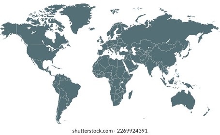 World map. Silhouette map. Color vector modern