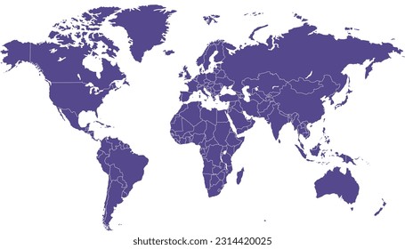 World map. Silhouette map. Color  vector map