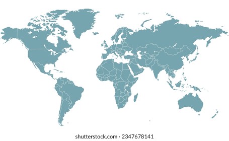 World map. Silhouette map. Color vector map.	