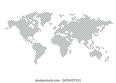 Mapa del mundo - silueta de los continentes en el planeta Tierra con patrón de lunares, ilustración vectorial sobre fondo blanco