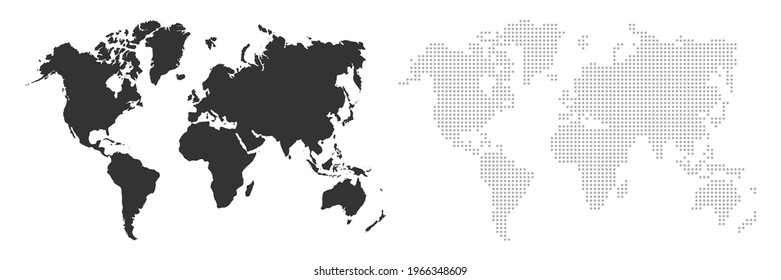 Weltkarte. Kartensilhouette. Weltkarte in einem anderen Stil. Karte Erdvorlage mit Kontinenten, USA, Europa und Asien, Afrika und Australien. Vektorgrafik