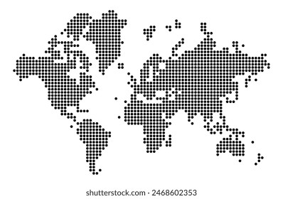 World map silhouette. World map in dots. Cartography and geography. Vector illustration