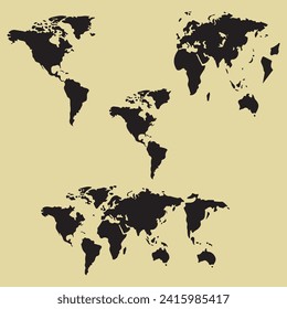 World Map Silhouette, earth map silhouette