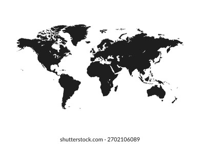 Silueta del Mapa Mundial – Ilustración vectorial Global en Blanco y Negro