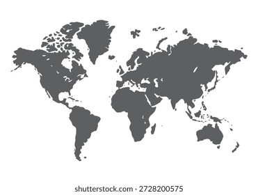 Weltkarte Silhouette Globale Kontinente Vektorgrafik
