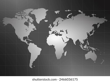World Map Silhouette with Gray Background