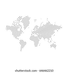 World Map Silhouette with gray circles Pattern