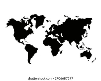 World map silhouette icon isolated on white background.