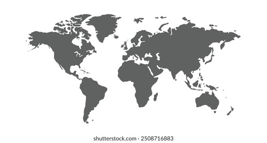 Mapa do mundo. Mapa da silhueta.Ásia, Europa, África, Antártica, América do Norte, América do Sul e Austrália.