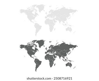 Mapa do mundo. Mapa da silhueta.conjunto de mapas.Ásia, Europa, África, Antártica, América do Norte, América do Sul e Austrália.