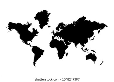 World map silhouette on white background