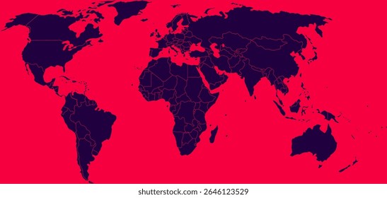 World map silhouette outline. Pacific Ocean, Geographical map, World map. Europe. Asia. America. Africa. Australia. Japan. Globe. Vector.