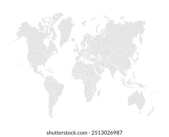 Silhueta do mapa do mundo. Mapa de mundo simples em boa qualidade. Modelo de mapa digital para negócios, mídia, relações internacionais. Contexto tecnológico.
