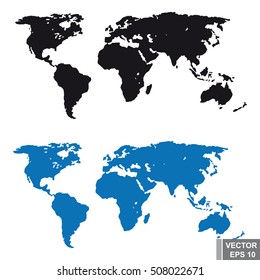 World map. Silhouette. Terrain. Earth. For your design.