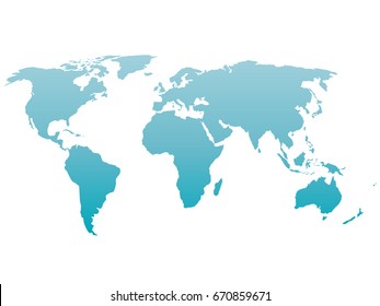World map silhouette. Vector blue gradient isolated on white background.