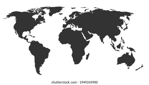 world map silhouette vector illustration isolated on white background