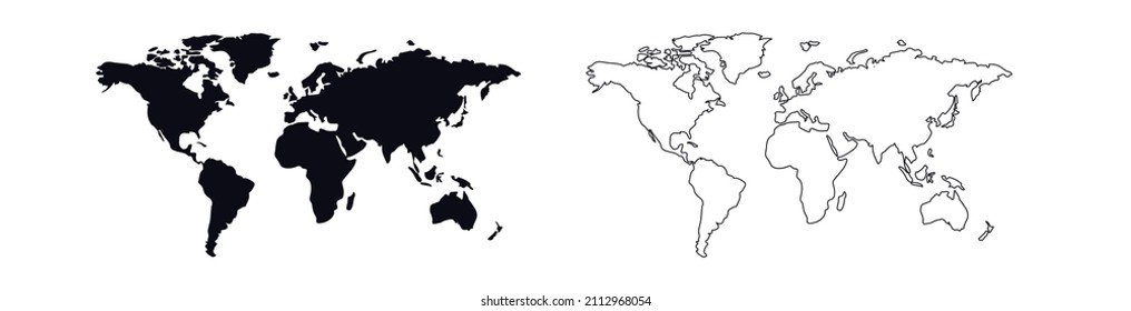Silueta del Mapa Mundial. Plantilla de ilustración vectorial. Silueta del Mapa Mundial. Plantilla de ilustración vectorial.